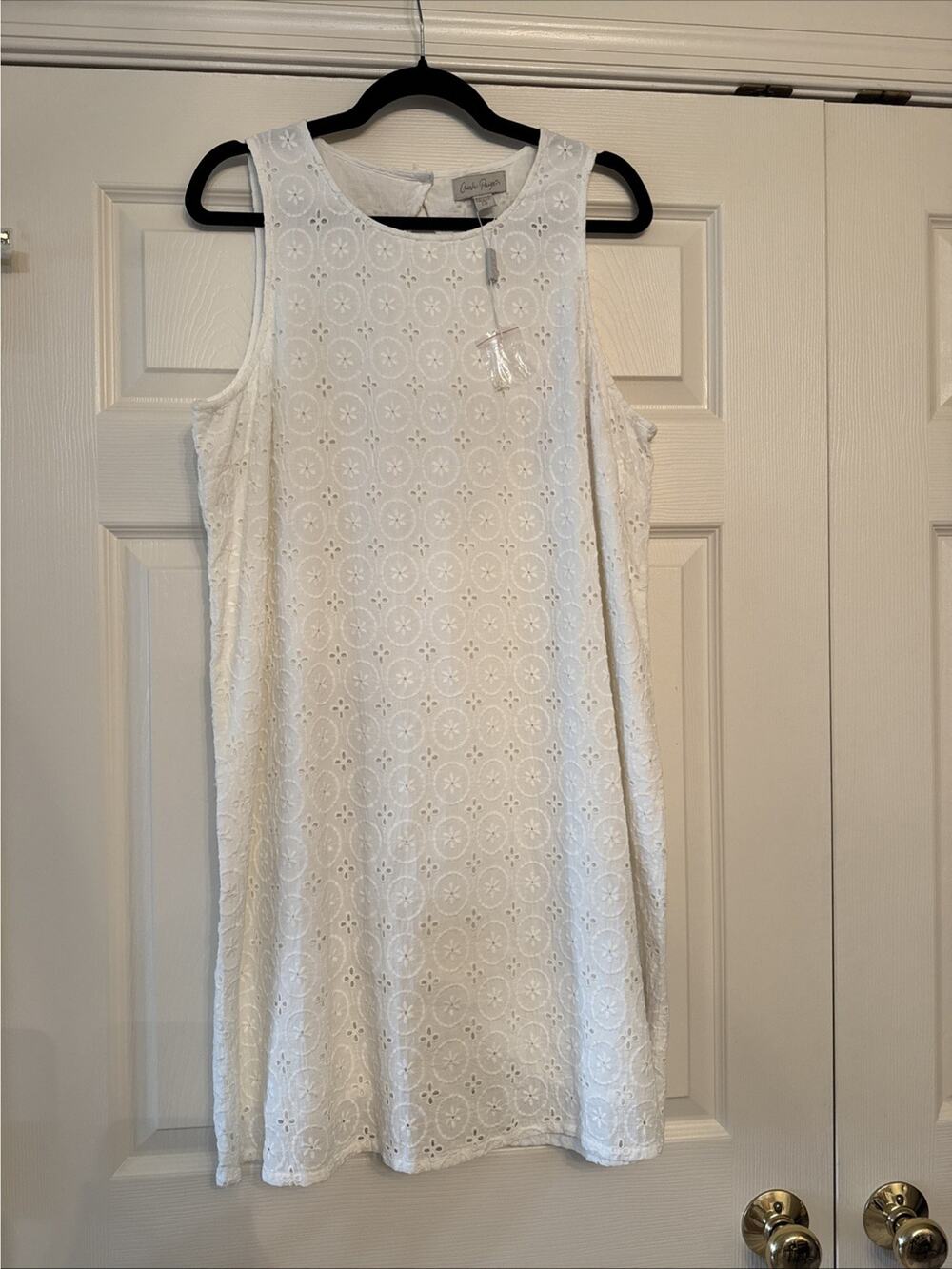 Vintage‎ Charlie Paige White Eyelet Dress Size L Cottage Core